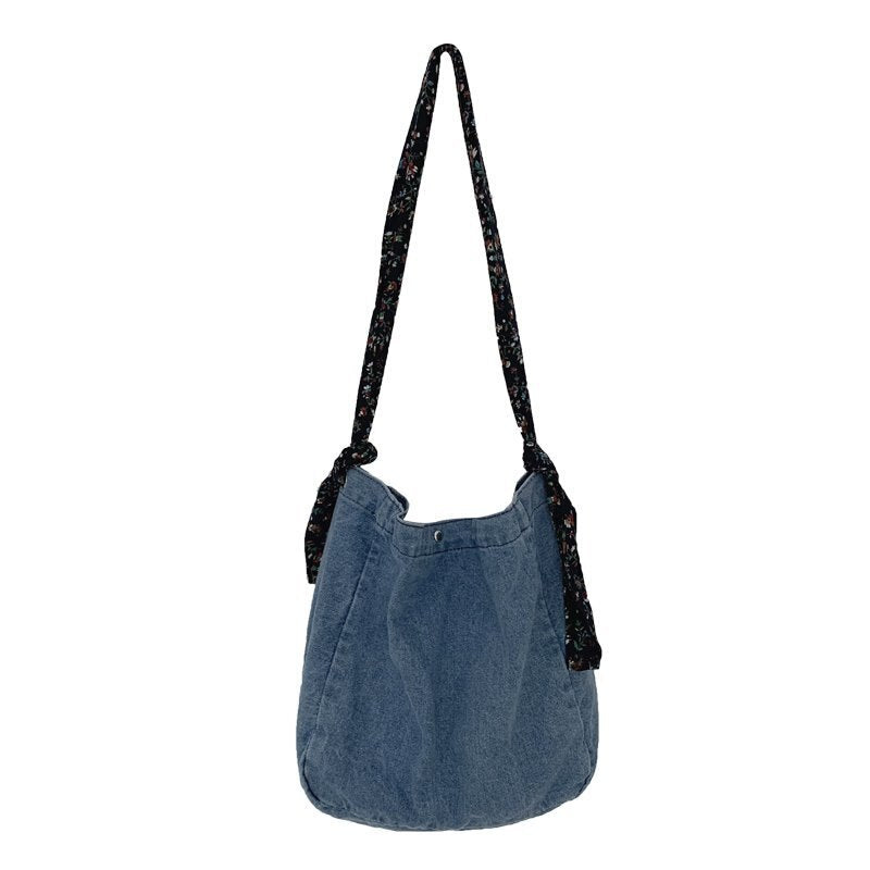 Large Capacity Canvas Shoulder Bags For Women Solid Fashion Fold Female Handbag Jean Big Shopping Eco Bag Denim Crossbody Bags