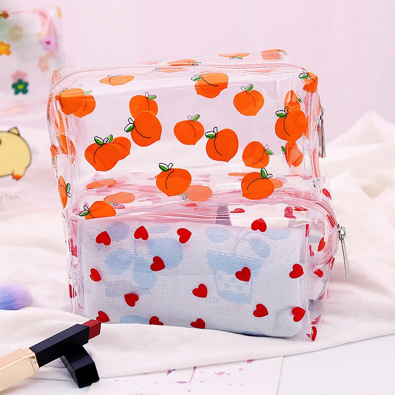 Women Transparent PVC Travel Cosmetic Bag Clear Waterproof Zipper Makeup Bag Beauty Organizer Make Up Case Wash Toiletry Bags
