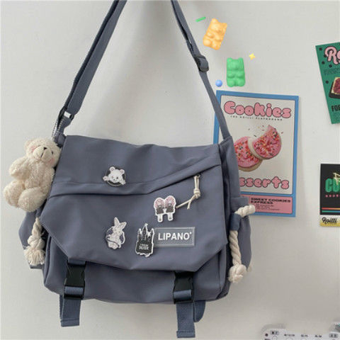 Fashion Shoulder Bags for School Teens Fun Anime Cartoon Large Size Crossbody Bag for Girl Canvas Hip Hop