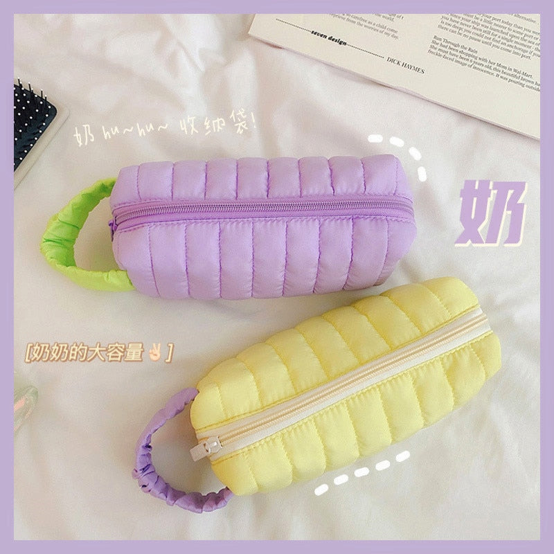 1Pc New Macaron Color Soft Makeup Bag For Women Zipper Large Female's Cosmetic Case Travel Make Up Toiletry Bag Washing Pouch