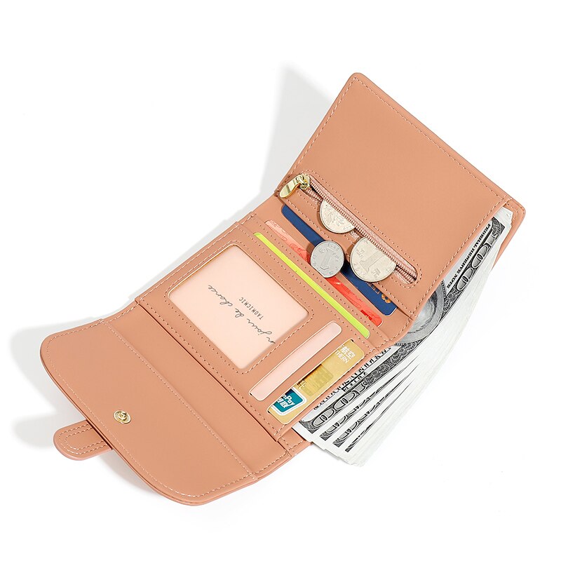 New Fashion Tri-fold Wallet For Women's PU Leather Small Short Wallets Mini Coin Purse Card Holder Ladies Clutch Purses Female