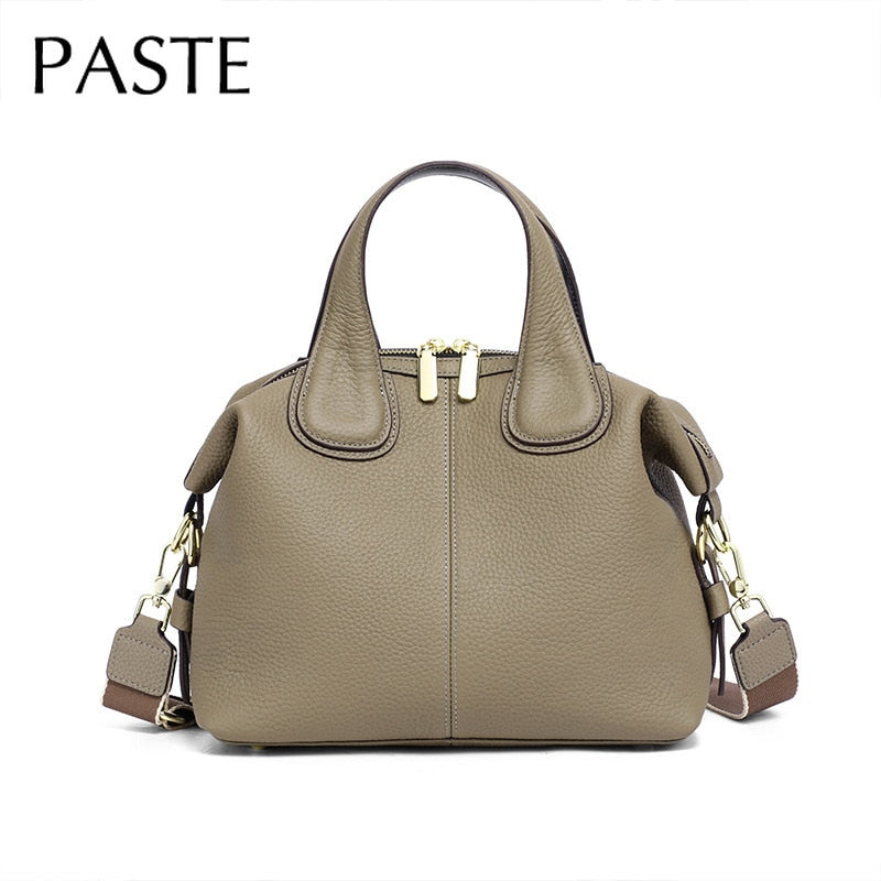 New Fashion Grey Hobo Tote Large 2 Straps Women Shoulder Bag 100% Real Leather Ladies Handbag Cowhide Business Work Hand Bag