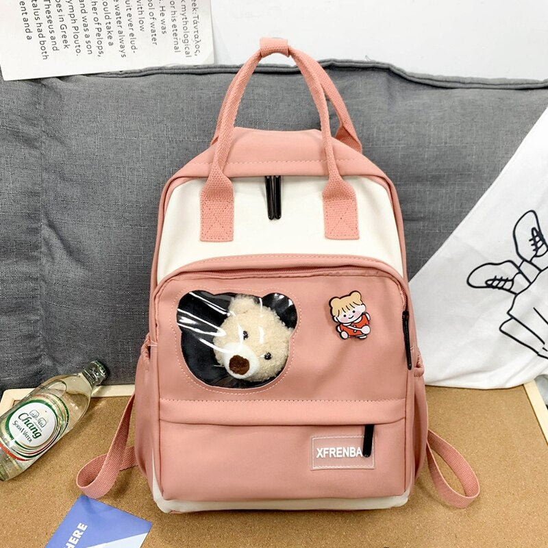 DCIMOR New Portable Nylon Women Backpack Female Cute Ring Buckle Travel Bag Teenage Girl Transparent Schoolbag Fashion Bookbag