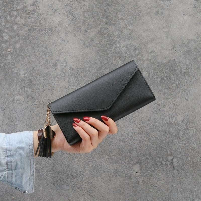 Fashion Women Wallets Simple Zipper Purses Black White Gray Red Long Section Clutch Wallet Soft PU Leather Money Bag