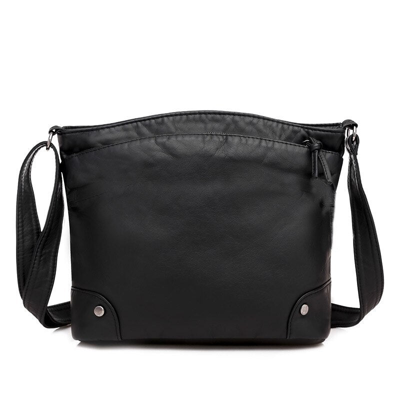 New Korean style PU leather crossbody bags for women Casual retro small square shoulder bag Large Capacity soft leather handbag