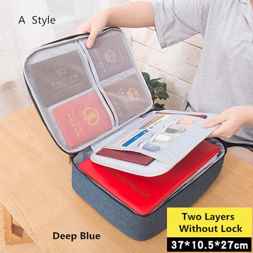 Travel Business Briefcase A4 Document Bag Waterproof Oxford Tote Men Women's Electronic Product Storage Pouch Office Organizer