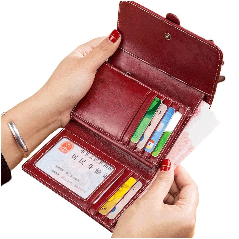 Woman Wallet Genuine Leather Wallets for Women Fashion Luxury High Quality RFID Card Holder Purse Female Clutch Bag