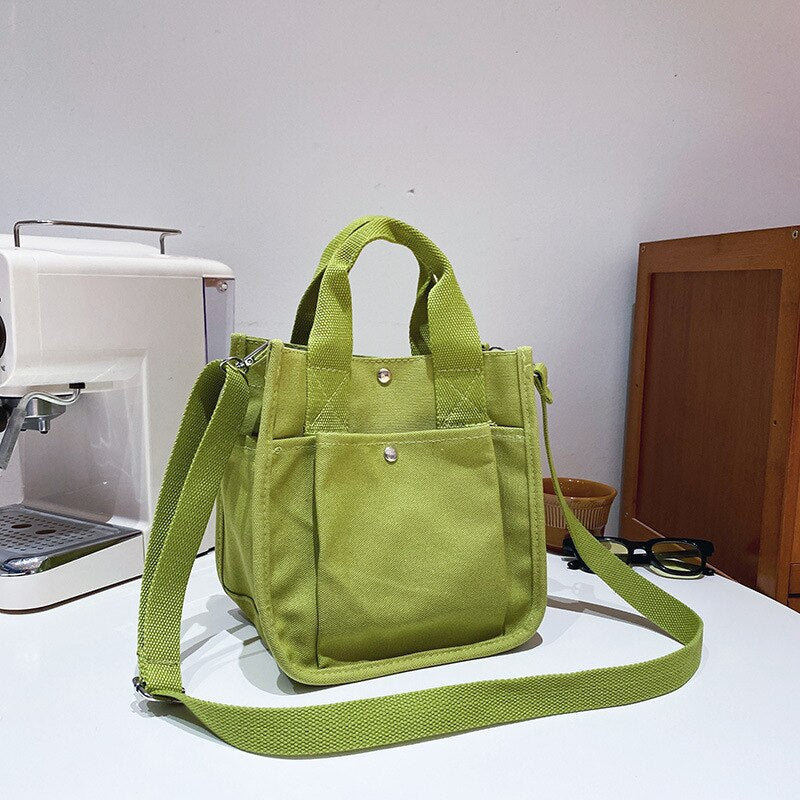 Women's Bag Japanese Ins Retro Simple Versatile Solid Color Large Capacity Canvas Single Shoulder Diagonal Bag VersionBag Female