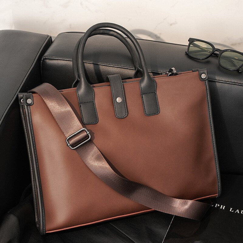 Xiao.p Fashion Men's High Quality Pu Leather Business Briefcase Casual Document Bag Computer Bag Crossbody Bag One Shoulder Bag