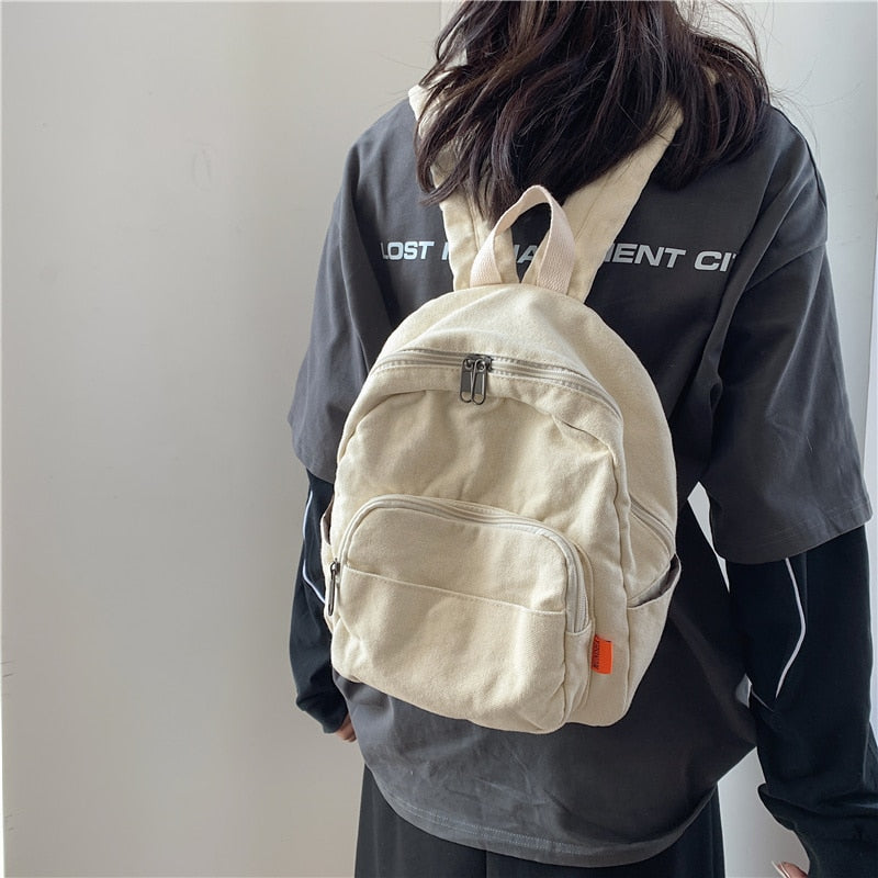 маленький рюкзак Canvas Women Small Backpack Vintage Feminina School Mini Backpack Women Bagpack Female Solid Girl mochilas