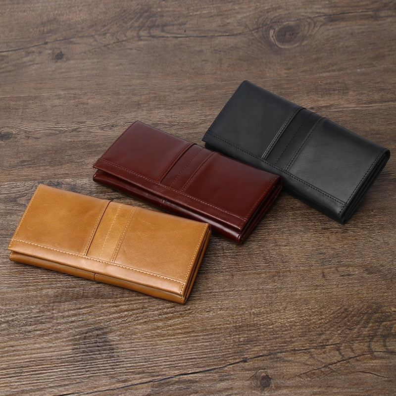 SCHLATUM Men Leather Wallet Long Multifunction Business Card Holder Purse Brand Fashion Male Wallets
