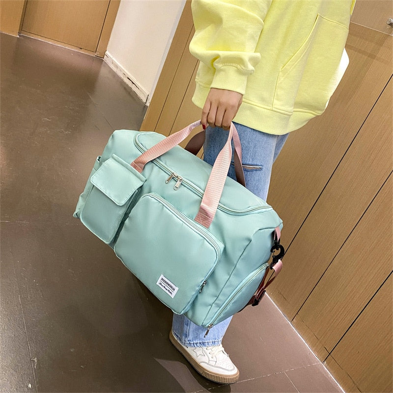 Large Capacity Travel Bag Luggage Handbag Men Women Shoulder Bag Outdoor Waterproof Sports Gym Bag Female Duffle Bag Shoe Bags