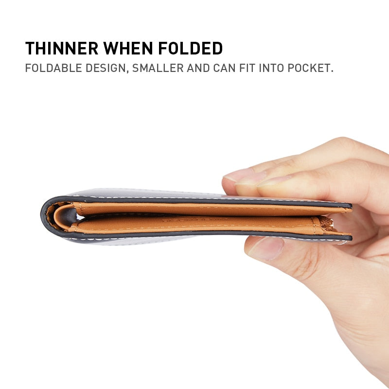 BISONDENIM New Men's Leather Folding Wallet Simple Luxury Fashion Wallet Zipper Coin Bag Multifunctional Card Holder W4545