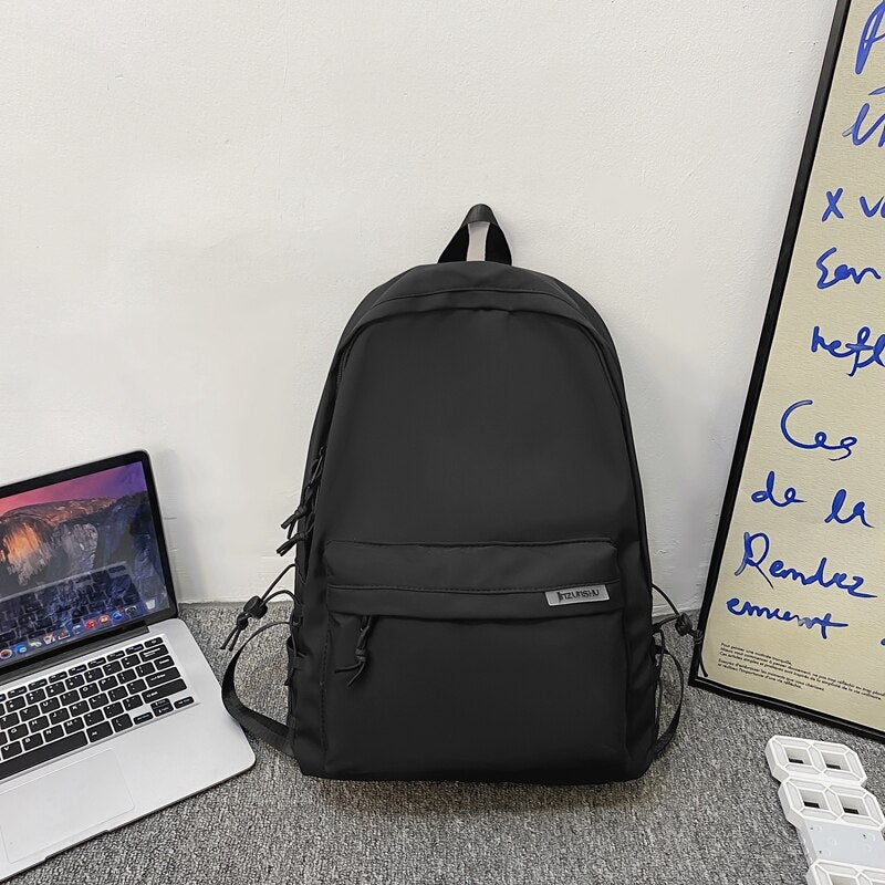Unisex Solid Color Nylon Backpacks Fashion Women Backpack Men Big Schoolbag Cool Bookbag Teen Student Portable Laptop Bagpack