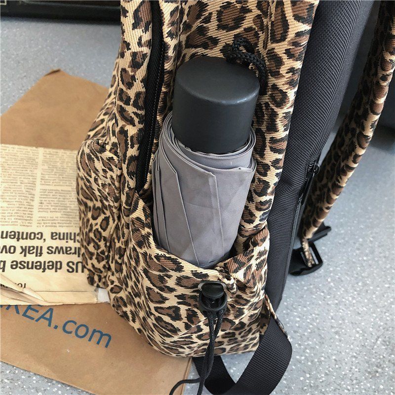 Backpacks Leopard Vintage Couple Canvas Bag Korean Harajuku Ulzzang Large Capacity School Backpack Unisex Stylish Waterproof Ins