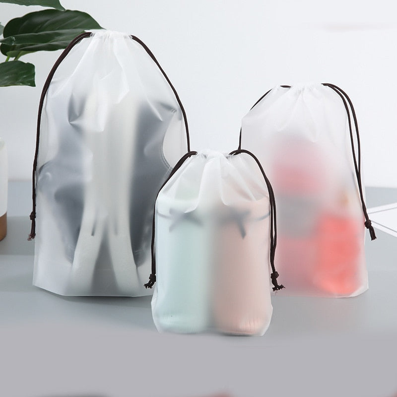 1Pcs Girl Clear Drawstring Cosmetic Bag PVC Transparent Makeup Bag for Women Waterproof String Beauty Case Travel Toiletry Bags