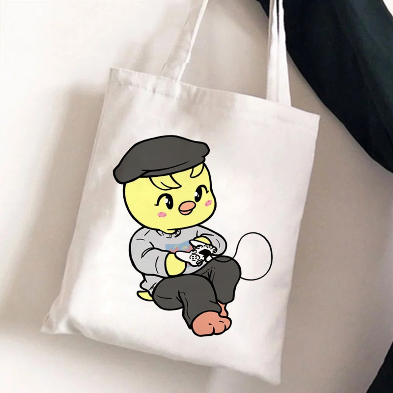 Korean Kpop SKZ00 Tote Bags for Women Portable Shopping Bag Harajuku Street Style Canvas Handbags Kawaii Cute Bolsa Feminina