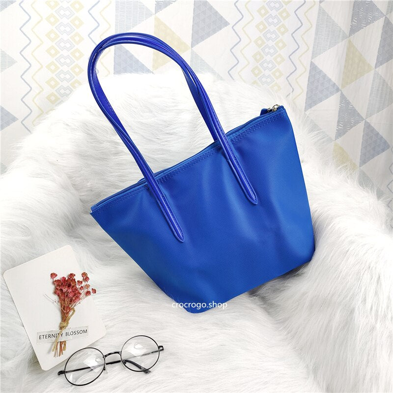 Women's Large Capacity Zipper Shopping Travel Tote Bag Fashion Casual Waterproof PVC Mobile Phone Change Shoulder Bag