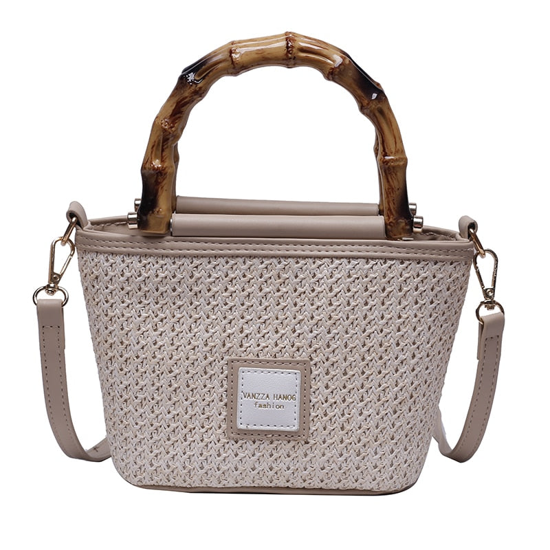 Women's Bag Straw Beach Shoulder Bag Ladies Summer Bamboo Handbag Fashion Luxury Designer Crossbody Bag High Quality Casual Tote