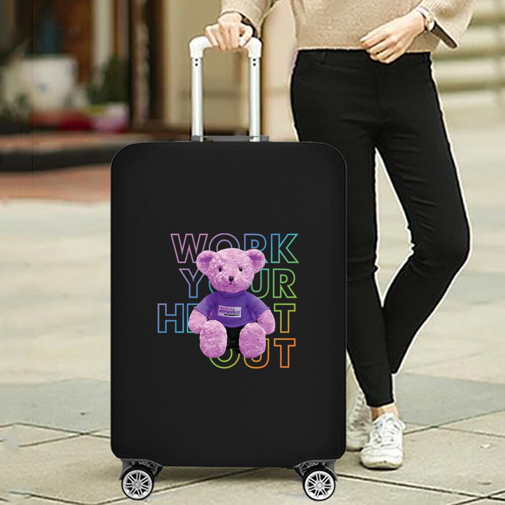 Luggage Cover Protective Thickening Travel Accessories Luggage Dust Cover for 18-28 Inch Bear Print Fashion Suitcase