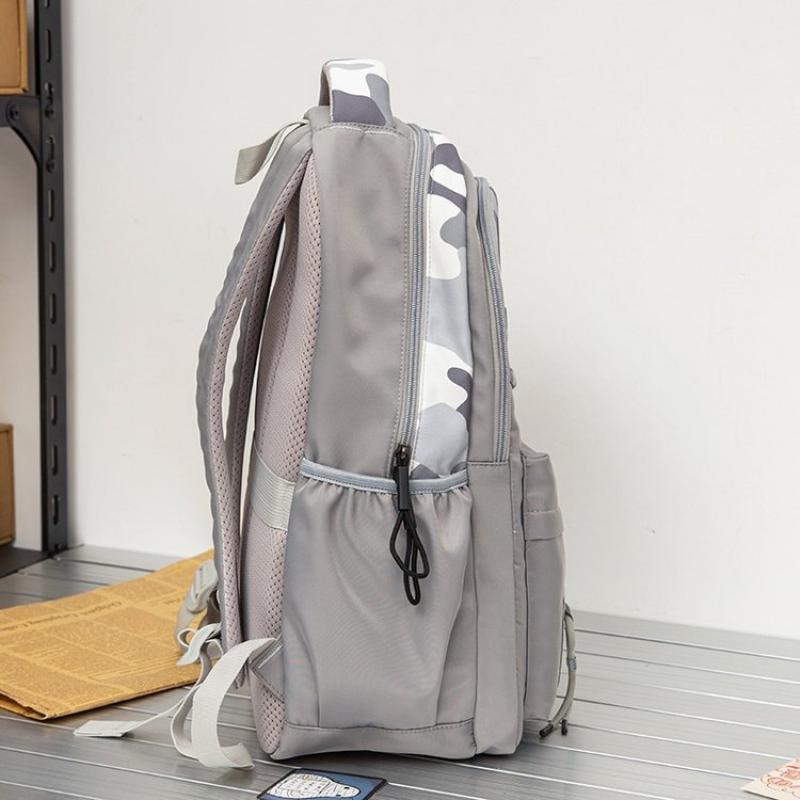 Grid Pattern Nylon School Backpack Women's Backpacks for Teenagers Girls Large Capacity Women Bag Solid Color Schoolbag Mochila