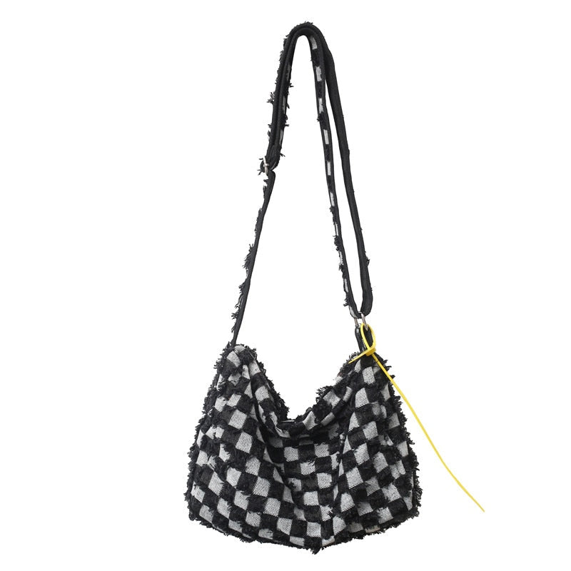 Large Capacity Canvas Shoulder Bags For Women Solid Fashion Fold Female Handbag Jean Big Shopping Eco Bag Denim Crossbody Bags