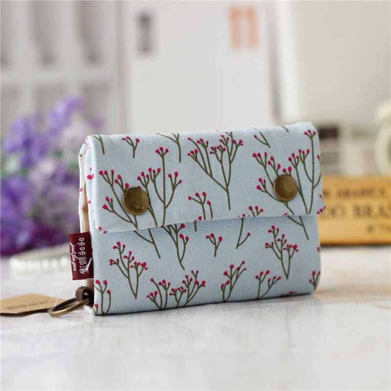 Vintage Casual Women Wallets Denim Canvas Short Buttons Clutch Coin Purse Large Capacity Card Holder Wallet