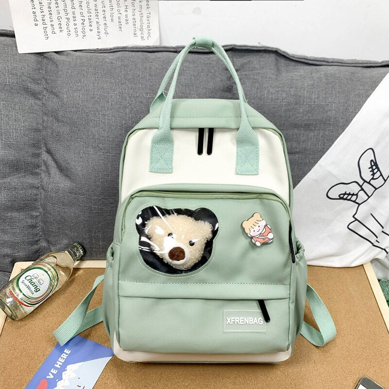 DCIMOR New Portable Nylon Women Backpack Female Cute Ring Buckle Travel Bag Teenage Girl Transparent Schoolbag Fashion Bookbag
