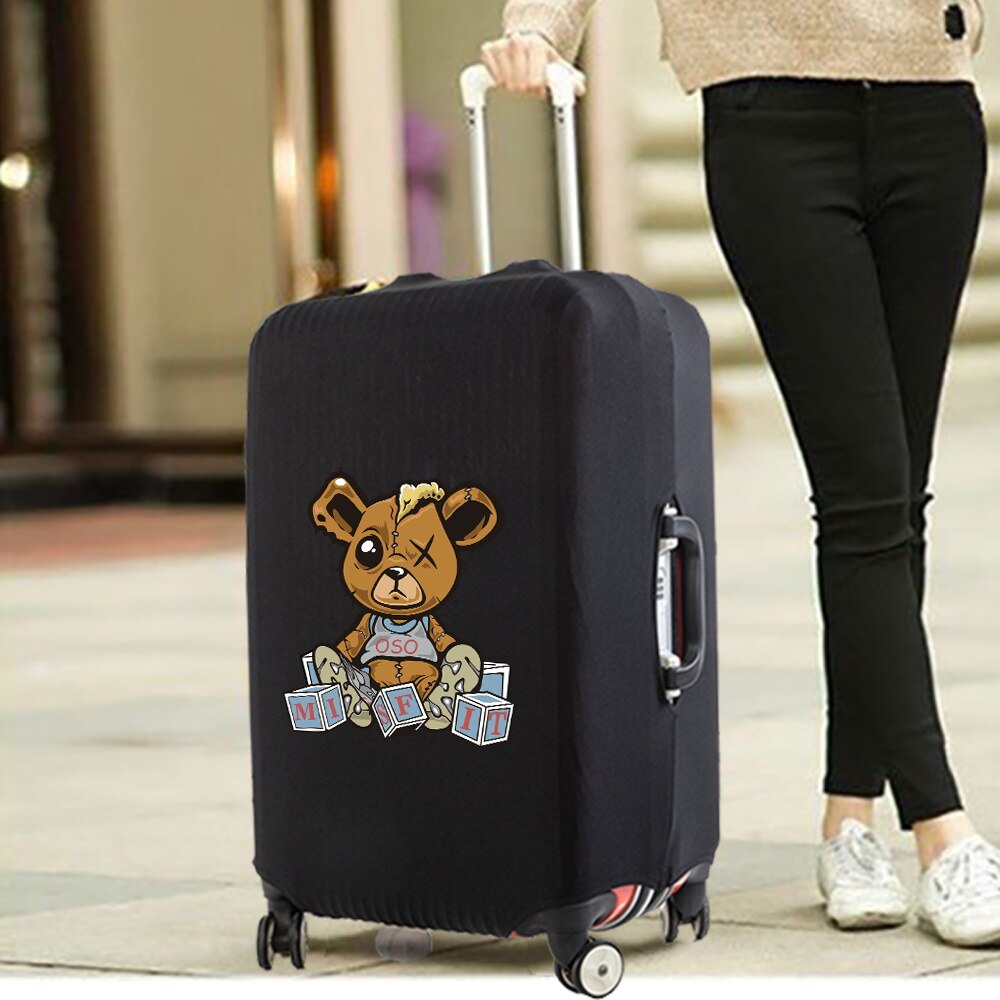 Luggage Cover Protective Thickening Travel Accessories Luggage Dust Cover for 18-28 Inch Bear Print Fashion Suitcase
