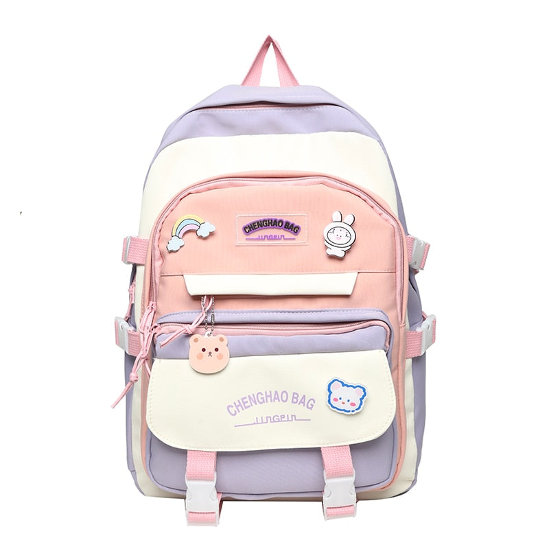 Trendy Female Cute College Backpack Girl Travel Harajuku School Bag New Lady Kawaii Nylon Backpack Fashion Laptop Women Book Bag