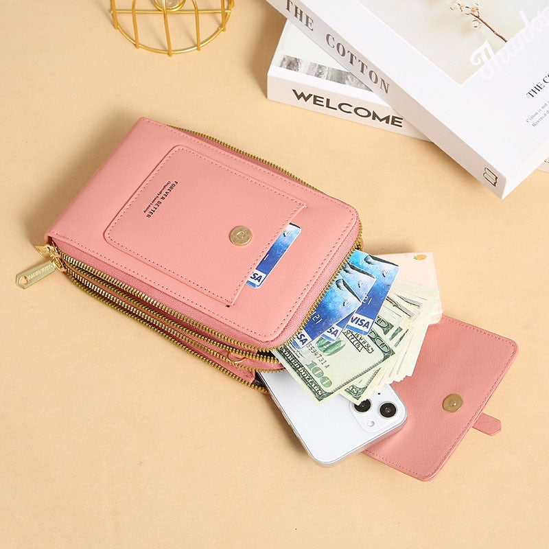 Women Wallet Brand Touchable Mobile Phone Bags Small Card Holders Handbag Purse Clutch Wallets Messenger Shoulder Bag Female