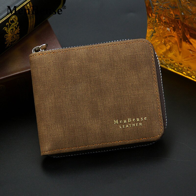 Short Men's Leather Wallet Brand Handy Purse Male Pocket Bag For Coin Money Leather Zipper Wallet Mini Card Holder Small Purse