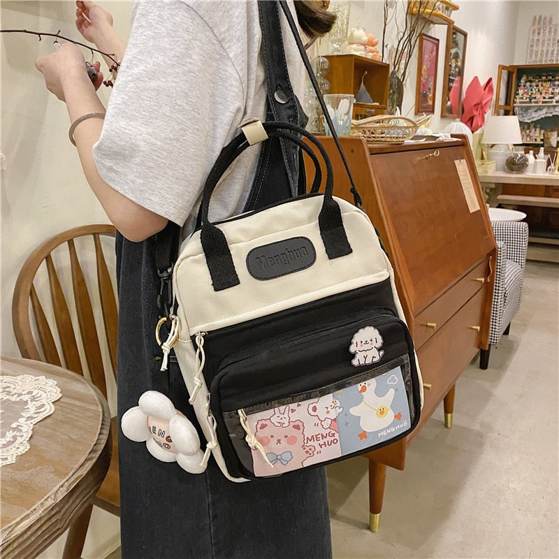 Korean Style Cute Backpacks Women Waterproof Nylon Small Shoulder Bags for Teenage Girls Schoolbags Flower Travel Backpack