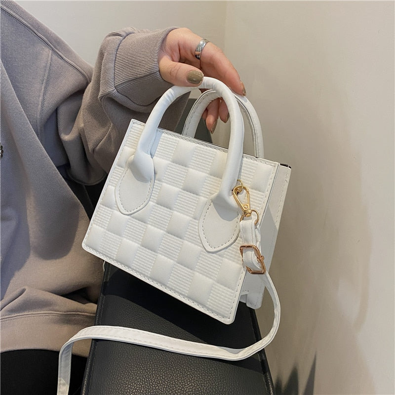 Fashion Pu Leather Women Shoulder Bag High Quality Checkered Crossbody Bag Woman Luxury Designer Casual Women Messenger Bag