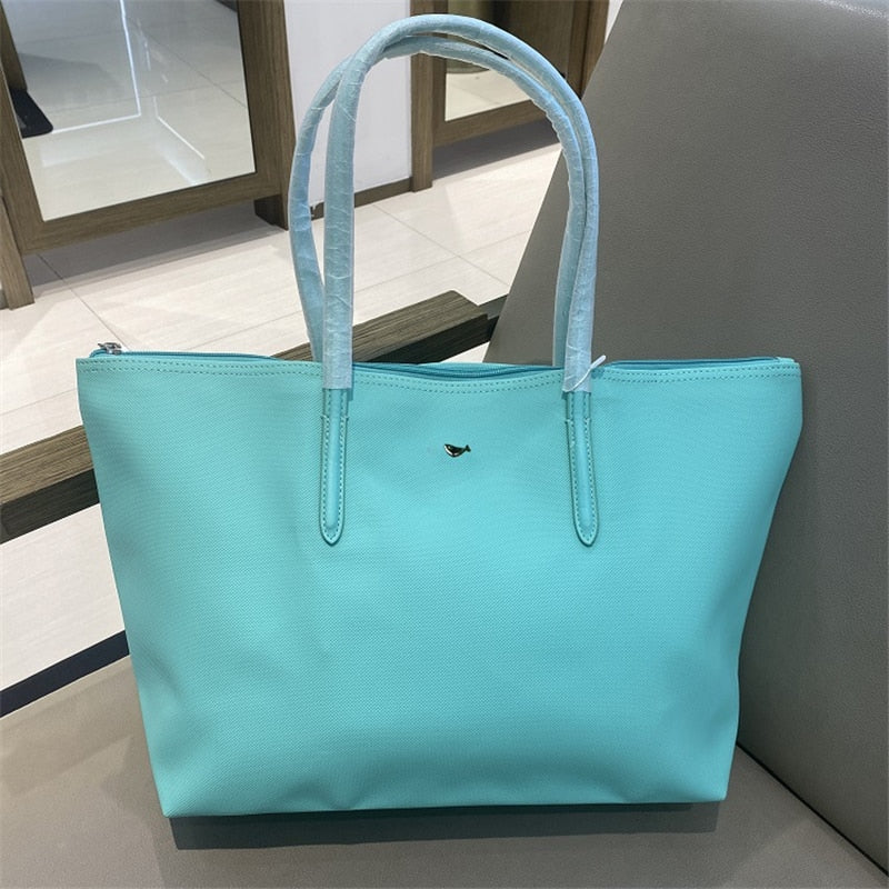 Designer Brand Women's Bags PVC Waterproof Coated Tote Bag Shopping School Casual Travel Laptop Zipper Commuter Handbag