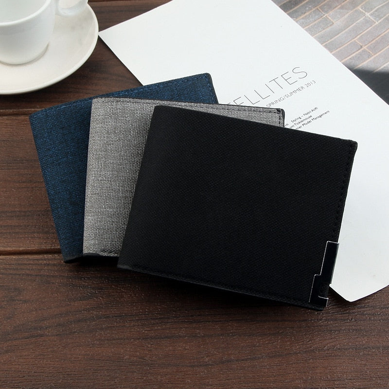 Men's Fashion Canvas Wallet Short Multi-card Coin Purse Casual Soft Business Clutch Wallet Male Youth Horizontal Card Holder PU