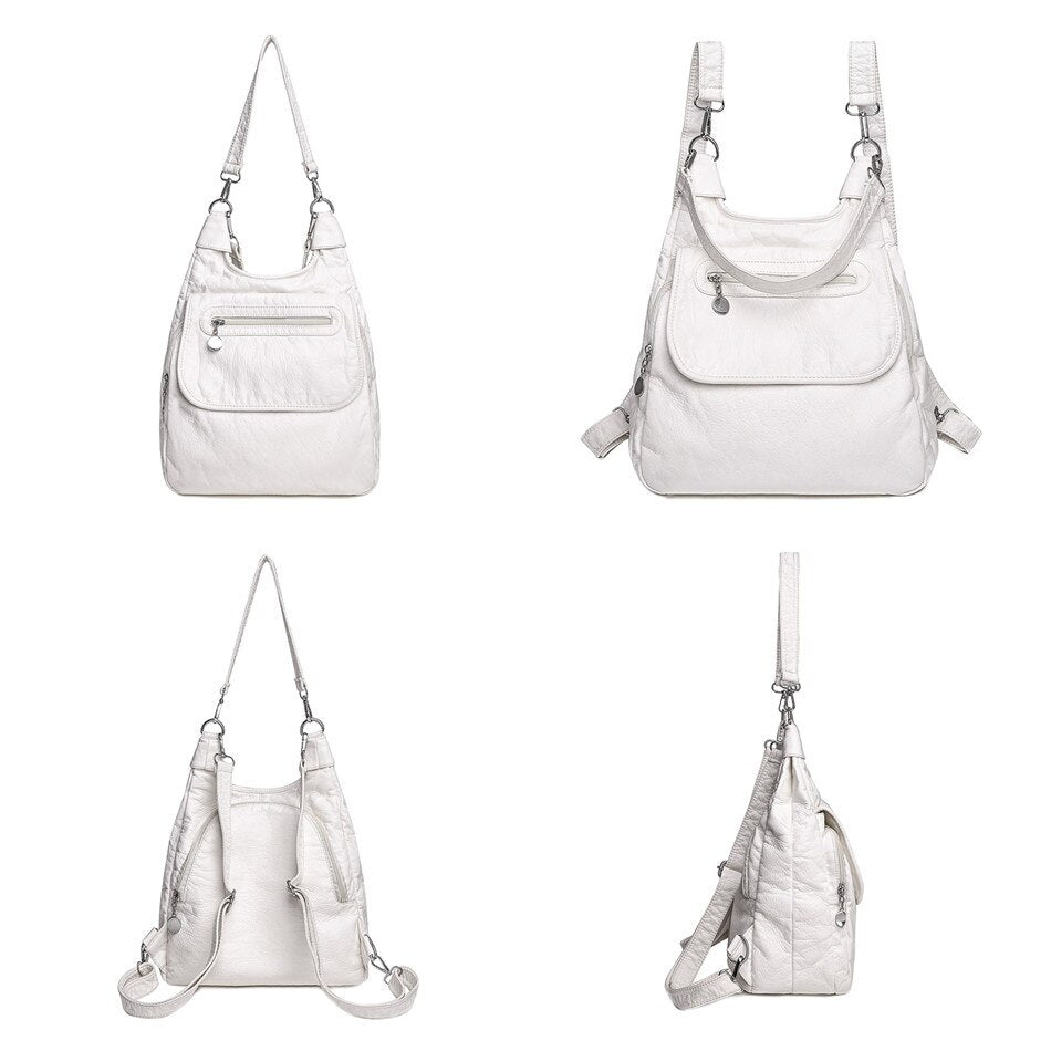 Women Backpack Soft Leather Shoulder Bags For Women Multi-Function Shoulder Bag Female Preppy School Backpacks For Teenage Girls