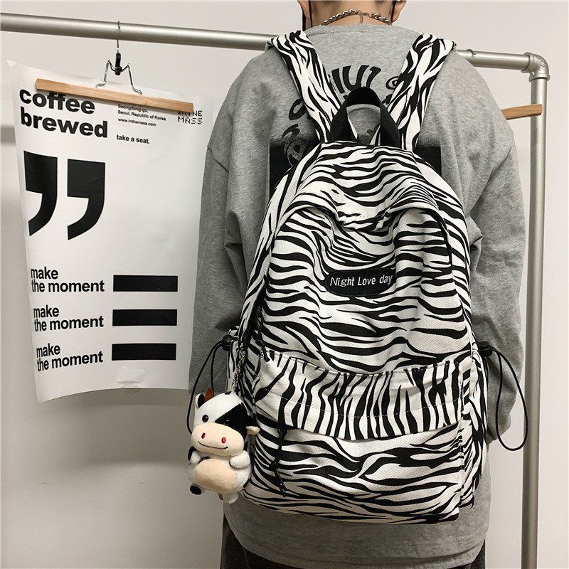 Backpacks Leopard Vintage Couple Canvas Bag Korean Harajuku Ulzzang Large Capacity School Backpack Unisex Stylish Waterproof Ins