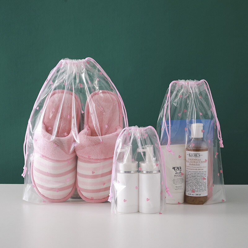 1Pcs Girl Clear Drawstring Cosmetic Bag PVC Transparent Makeup Bag for Women Waterproof String Beauty Case Travel Toiletry Bags