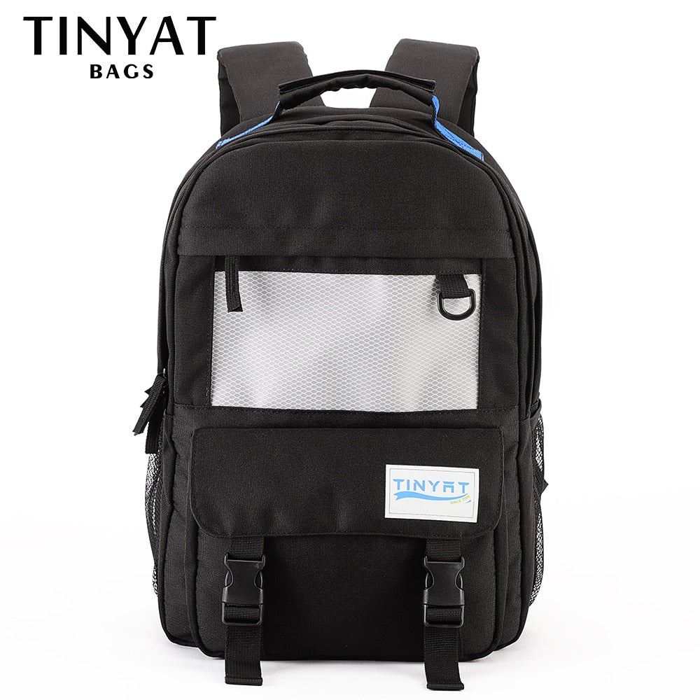 TINYAT Canvas Backpack Men Women Laptop Computer School Backpacks Waterproof Leisure For Teenage Travel Shoulder Book Bag