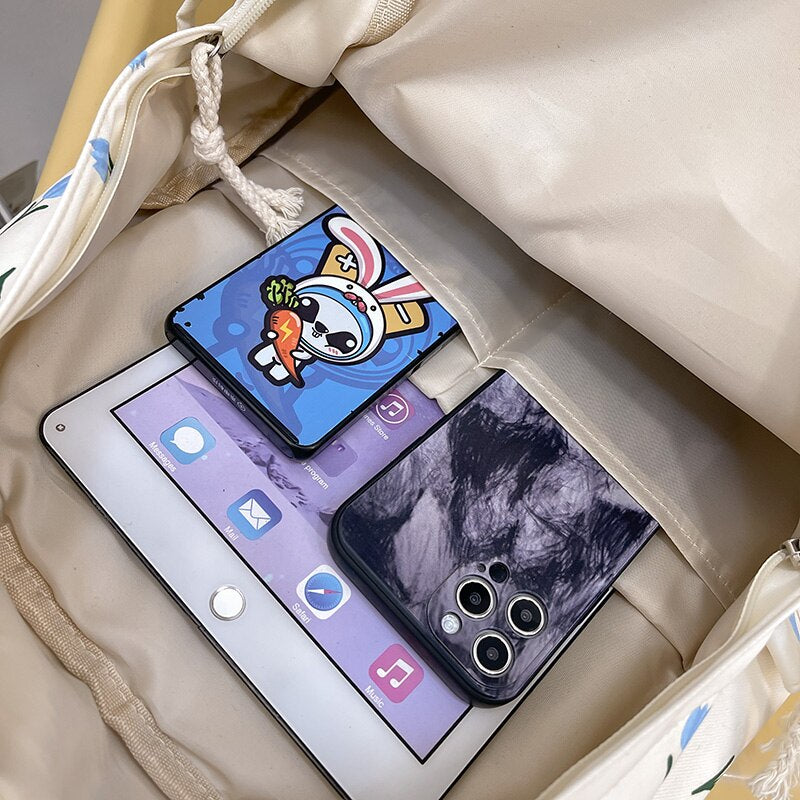 Trendy Girl Fashion Floral Travel School Bag Kawaii Waterproof Lady Print Backpack Women Laptop Book Bag Female College Backpack