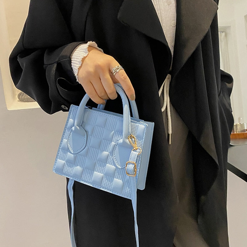 Fashion Pu Leather Women Shoulder Bag High Quality Checkered Crossbody Bag Woman Luxury Designer Casual Women Messenger Bag