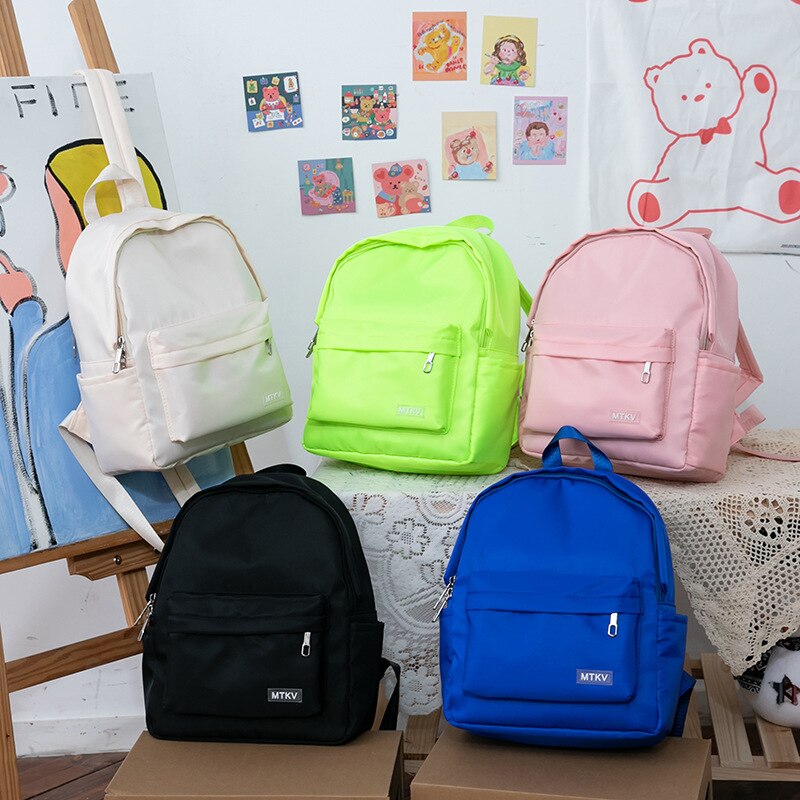 Waterproof Nylon School Backpack Women's Backpacks for Teenagers Girls Outdoor Travel Women Bag Solid Color Schoolbag Mochila