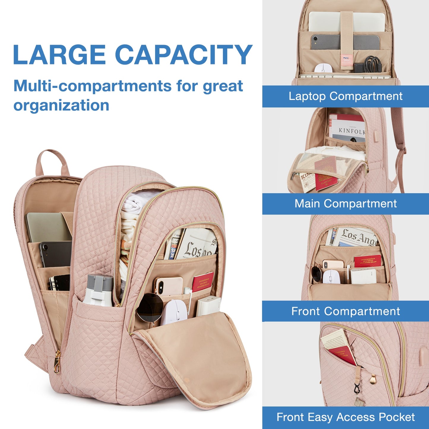 BAGSMART Anti-theft Waterproof 15.6 Inch Laptop Backpack School Backpacks USB Charging Port Men Business Travel Backpack Women