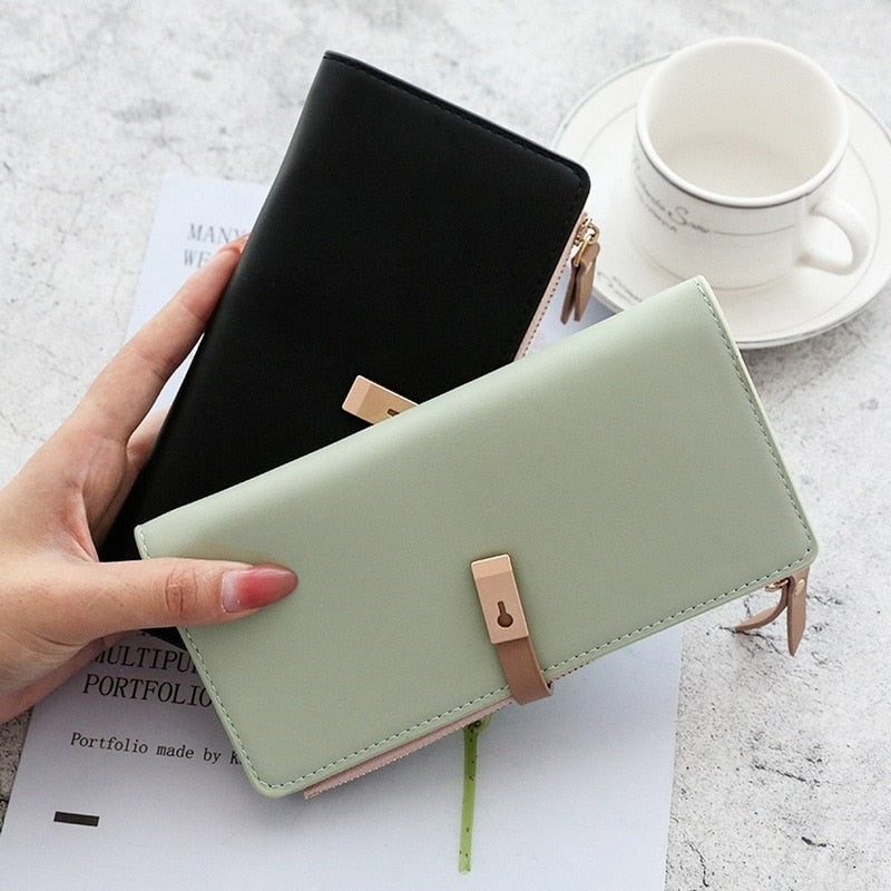 Long Women's Textured Solid Color Wallet Female Purses Tassel Coin Purse Card Holder Wallets Pu Leather Clutch Money Bag Purses