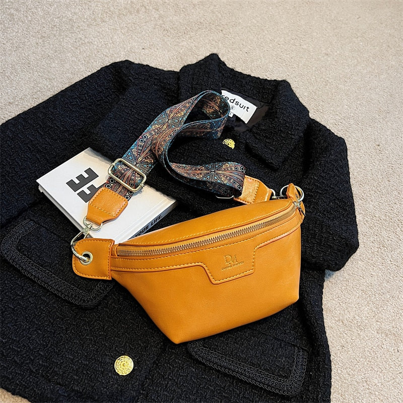 Classic Birds Pattern Woolly Women Bag Outdoor Casual Chest Bags Retro Woolen Women Shoulder Waist Bags Ladys Crossbody Packs