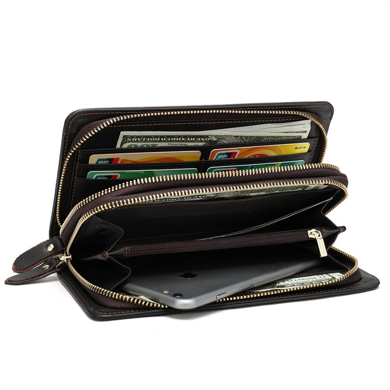 Genuine Leather Wallet Men's Wallets for Credit Card Holder Clutch Passport Male Bags Coin Purse Phone Men Casual Portmonee New