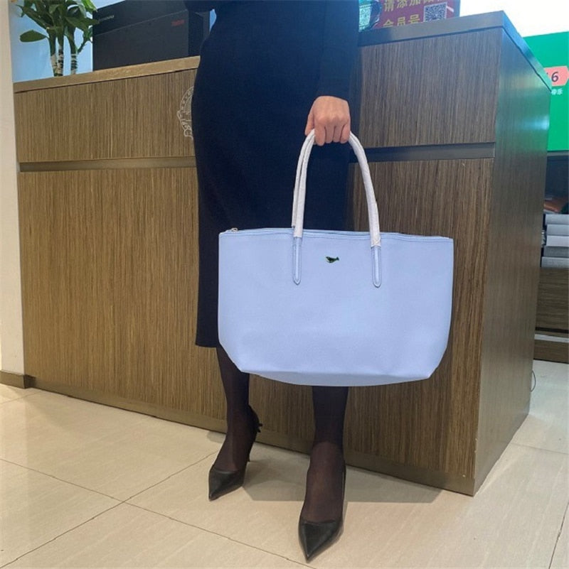Designer Brand Women's Bags PVC Waterproof Coated Tote Bag Shopping School Casual Travel Laptop Zipper Commuter Handbag
