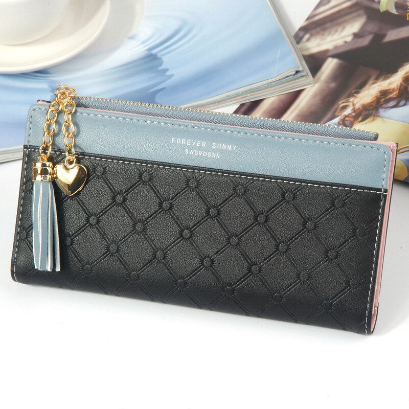 Long Women's Wallet Female Purses Tassel Coin Purse Card Holder Wallets Female Pu Leather Clutch Money Bag Pu Leather Wallet