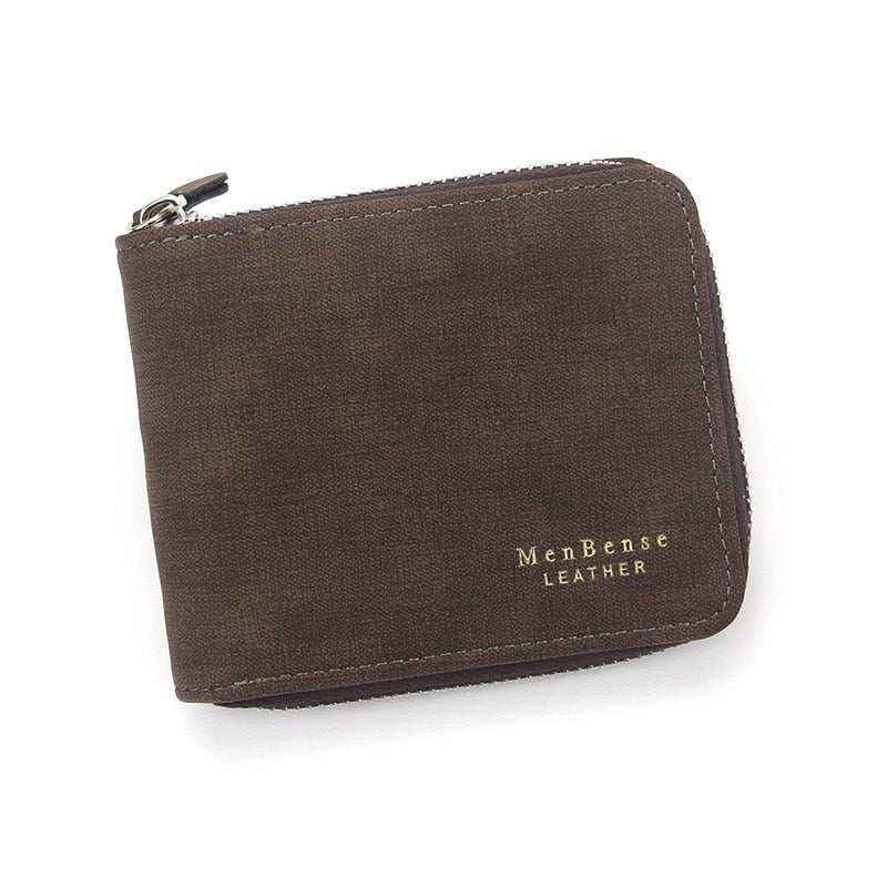 Short Men's Leather Wallet Brand Handy Purse Male Pocket Bag For Coin Money Leather Zipper Wallet Mini Card Holder Small Purse